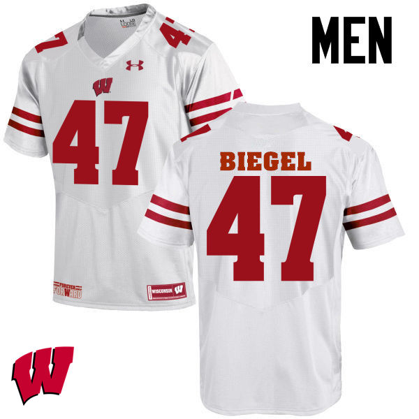 Wisconsin Badgers Men's #47 Vince Biegel NCAA Under Armour Authentic White College Stitched Football Jersey YI40B14TK